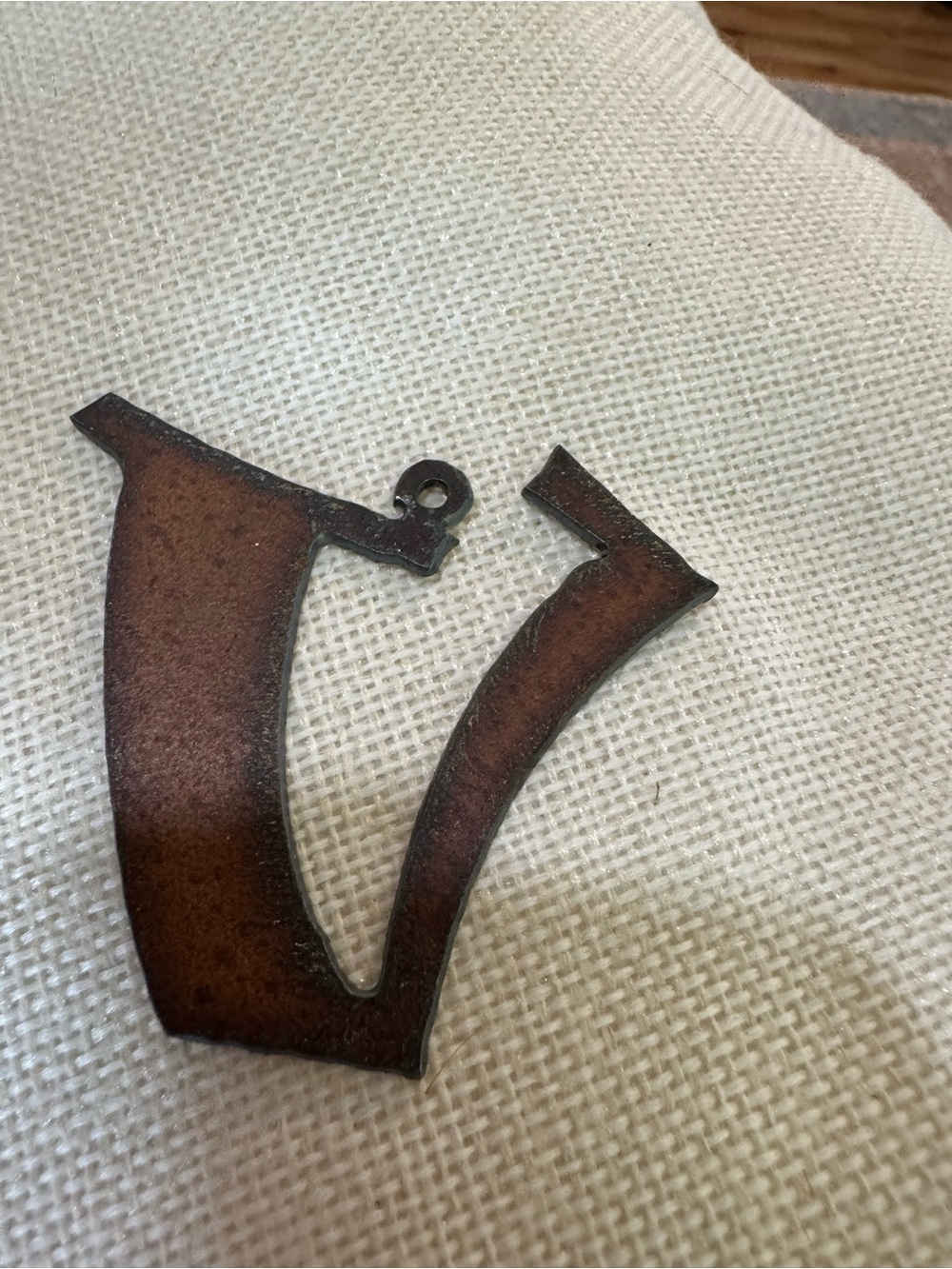 Rustic Brown Metal Wall Letter "V" - Home Wall Decor